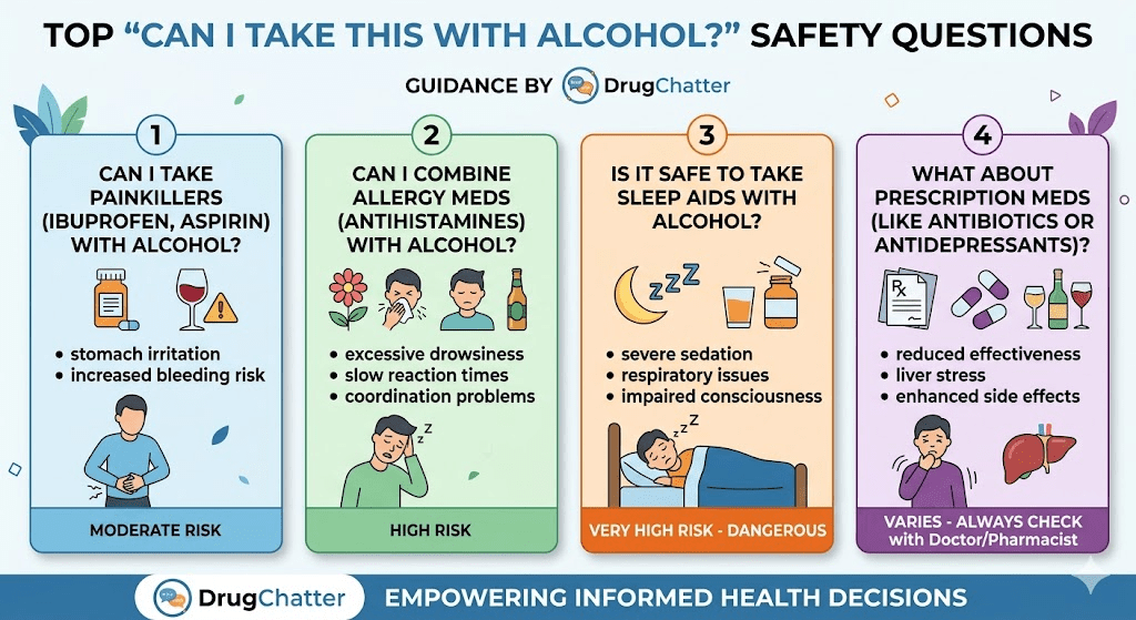 Top 'can I take this with alcohol?' safety questions
