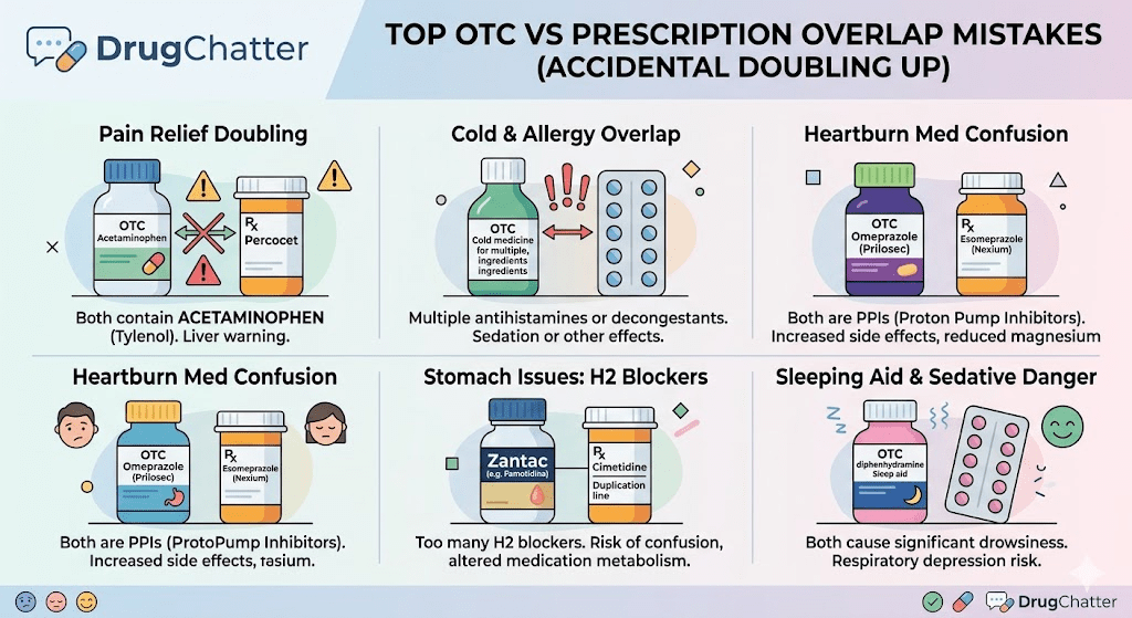 Top OTC vs prescription overlap mistakes (people accidentally doubling up)